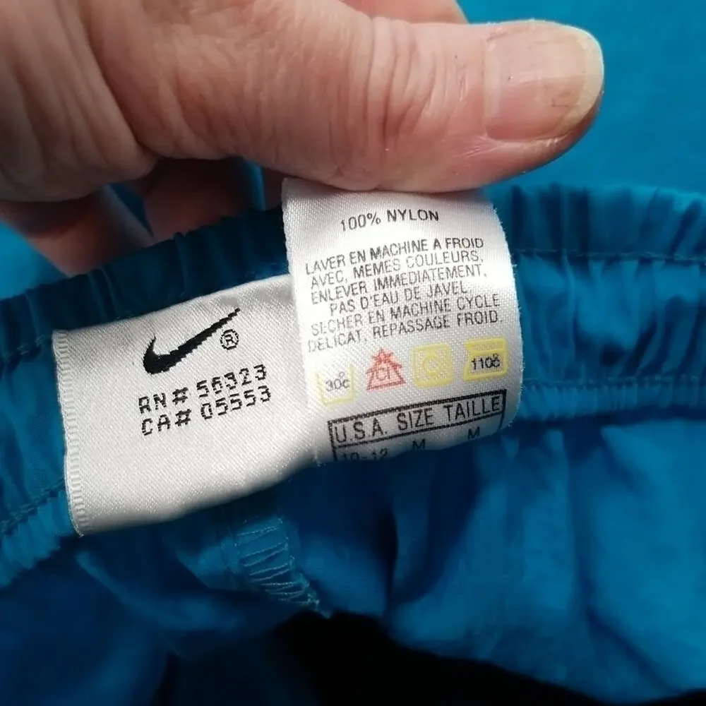 NIKE WMS Medium Vintage 90's Teal Windbreaker Lightweight Track Pants Joggers